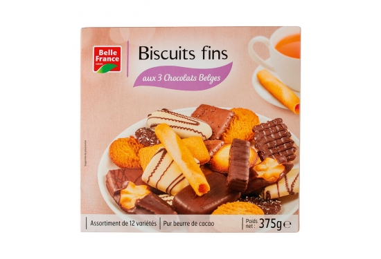 Assortiment de biscuits fins aux 3 chocolats Belges 12 variétés