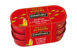 Lot de 3 boîtes de petites sardines à l'huile d'olive