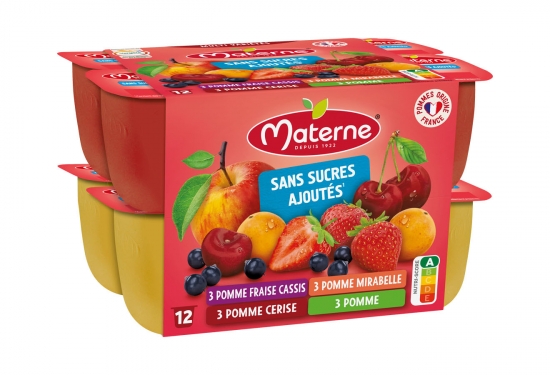 12 coupelles compotes panachées sans sucres ajoutés