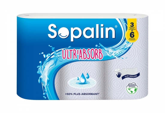 3 maxi rouleaux d'essuie-tout blanc Ultr'Absorb