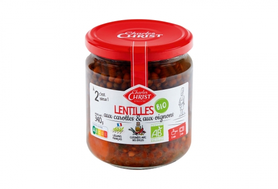 Lentilles cuisinées aux carottes et aux oignons