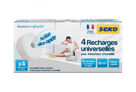 Lot de 4 recharges galets percés absorbeur d'humidité