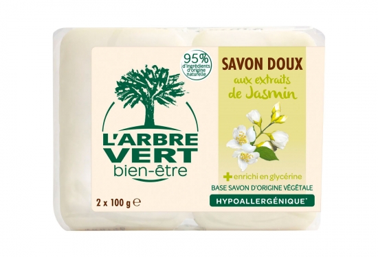 Lot de 2 savons hypoallergéniques doux aux extraits de Jasmin