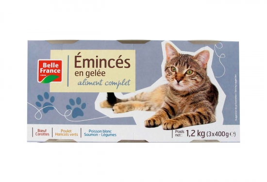 3 boîtes 1/2 d'émincés en gelée pour chat