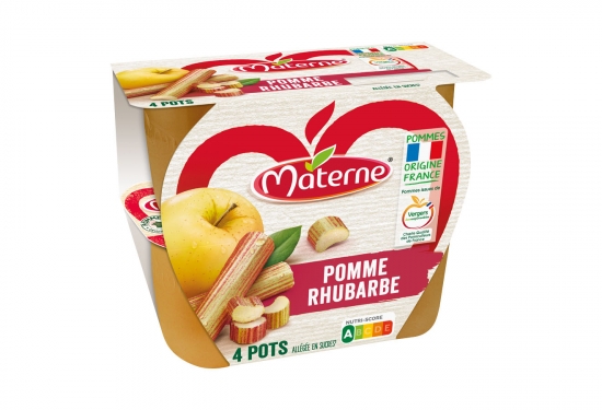 Compote coupelles Pomme rhubarbe Materne 4 x 100g
