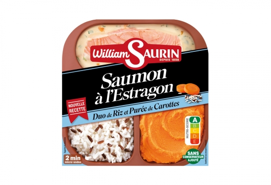 Saumon à l'estragon, duo de riz et purée de carottes