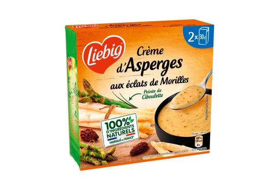 Crème d'asperges aux éclats de morilles
