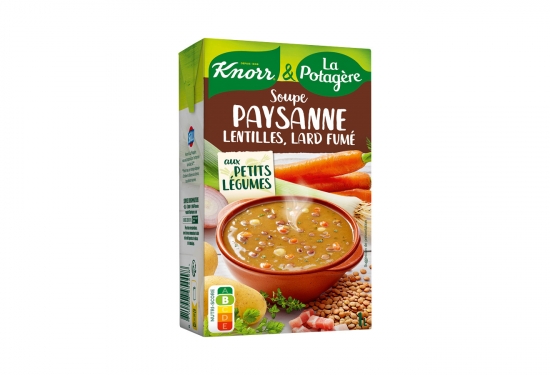Soupe paysanne lentilles, lard fumé, aux petits légumes