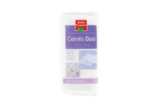 50 cotons à démaquiller Carrés Duo extra doux