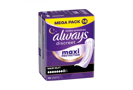 14 serviettes maxi pour incontinence nuit