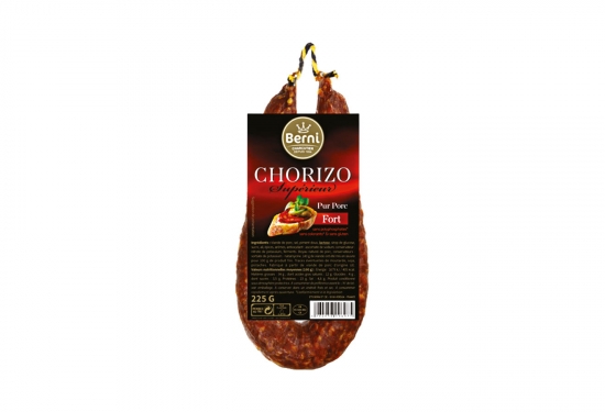 Chorizo fort pur porc 225g Berni sans colorants & sans gluten