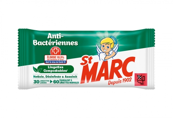 30 lingettes larges antibactériennes