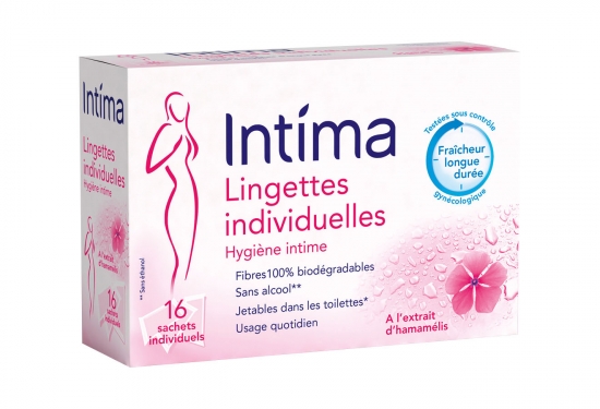 16 lingettes intimes en sachet individuel