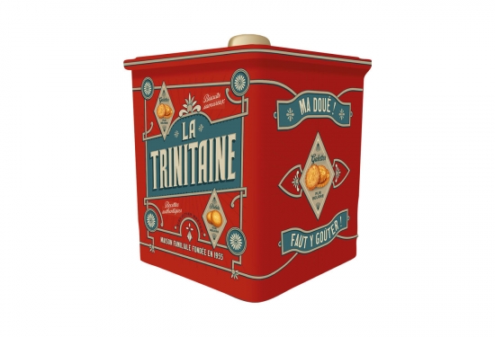 Seau carré rouge Vintage galettes et palets