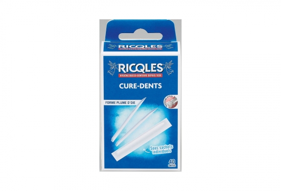 Boîte de 40 cure-dents forme plume d'oie