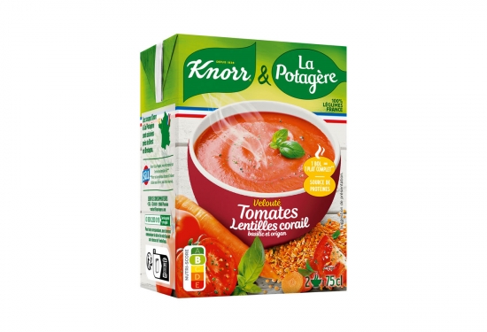 Velouté de tomates et lentilles corail basilic et origan