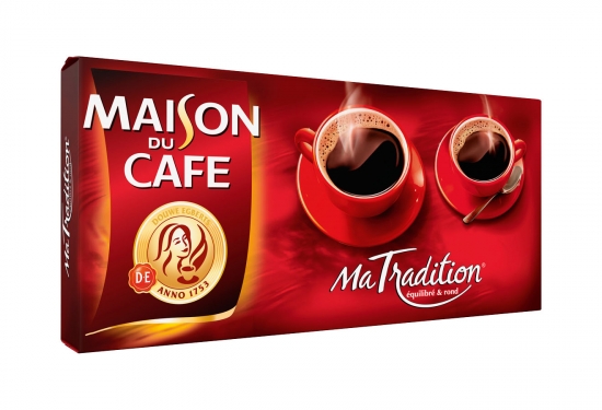 Lot de 4 paquets de café moulu robusta Tradition Maison du Café 250g