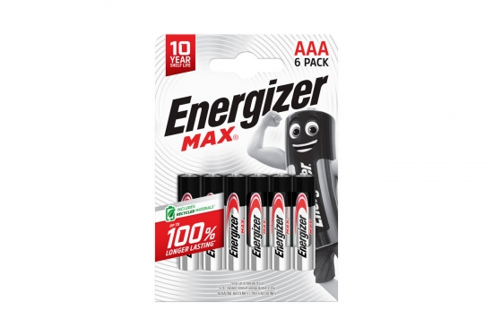 6 piles alcalines rondes Max AAA LR3 1,5V