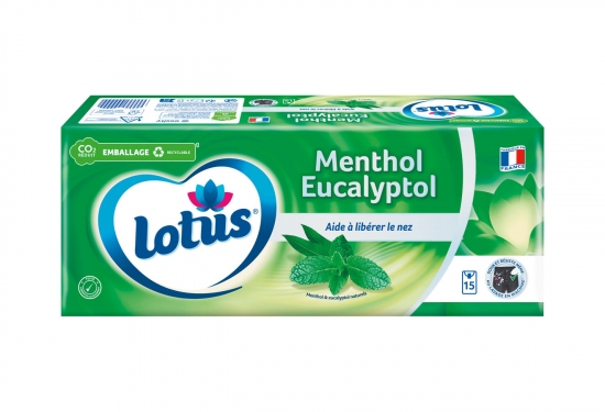 15 étuis de 9 mouchoirs Menthol Eucalyptus