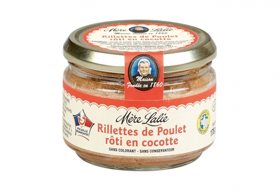 Lot de 2 bocaux de rillettes de poulet rôti en cocotte