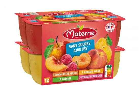 12 coupelles compotes panachées sans sucres ajoutés