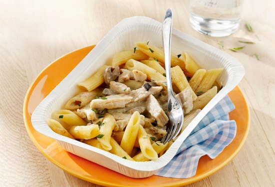 Penne poulet champignons