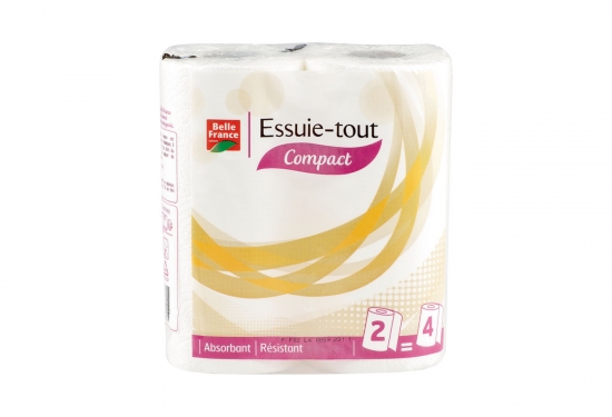 2 rouleaux d'essuie-tout blanc compact