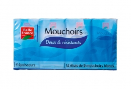 12 étuis de 9 mouchoirs doux & résistants