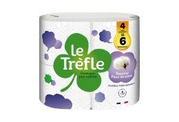 4 maxi rouleaux de papier toilette blanc Douceur fleur de coton