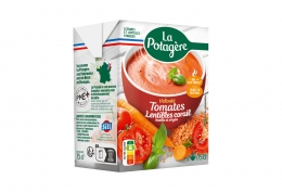 Velouté de tomates et lentilles corail basilic et origan