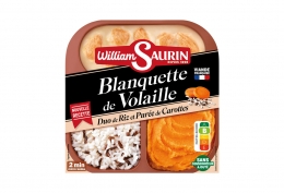 Blanquette de volaille, duo de riz et purée de carottes