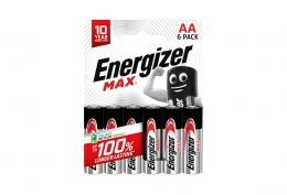 6 piles alcalines rondes Max AA LR6 1,5V