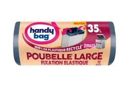 12 sacs poubelle large fixation élastique 35L