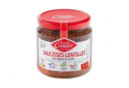 Saucisses aux lentilles cuisinées aux petits oignons & carottes