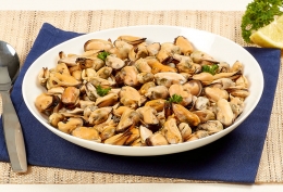 Moules décoquillées, cuites