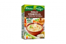 Soupe poulet vermicelles aux morceaux de poulet