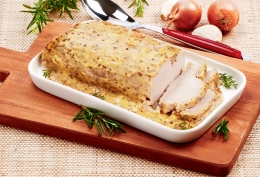 Rôti de filet de porc cuisiné aux 2 moutardes
