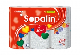3 rouleaux d'essuie-tout décorés Love