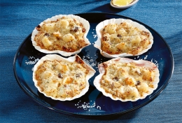 6 Coquilles aux noix de St-Jacques, cuisinées à la bretonne