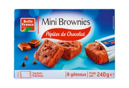 Lot de 2 paquets de 8 mini brownies pépites de chocolat