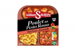 Poulet au pesto rosso,mini penne et ratatouille