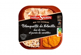 Blanquette de volaille, duo de riz et purée de carottes