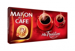 Lot de 4 paquets de café moulu robusta Tradition Maison du Café 250g