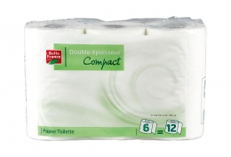 6 rouleaux de papier toilette blanc compact
