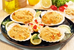 4 Coquilles colin et saumon sauce crème