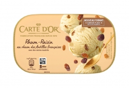 Bac de crème glacée rhum-raisin