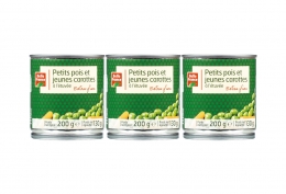 3 x 1/4 Petits pois extra-fins et jeunes carottes à l'étuvée