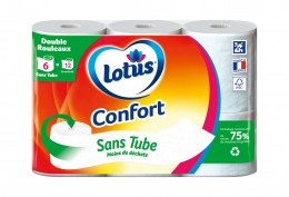 Papier toilette blanc 6 rouleaux sans tube