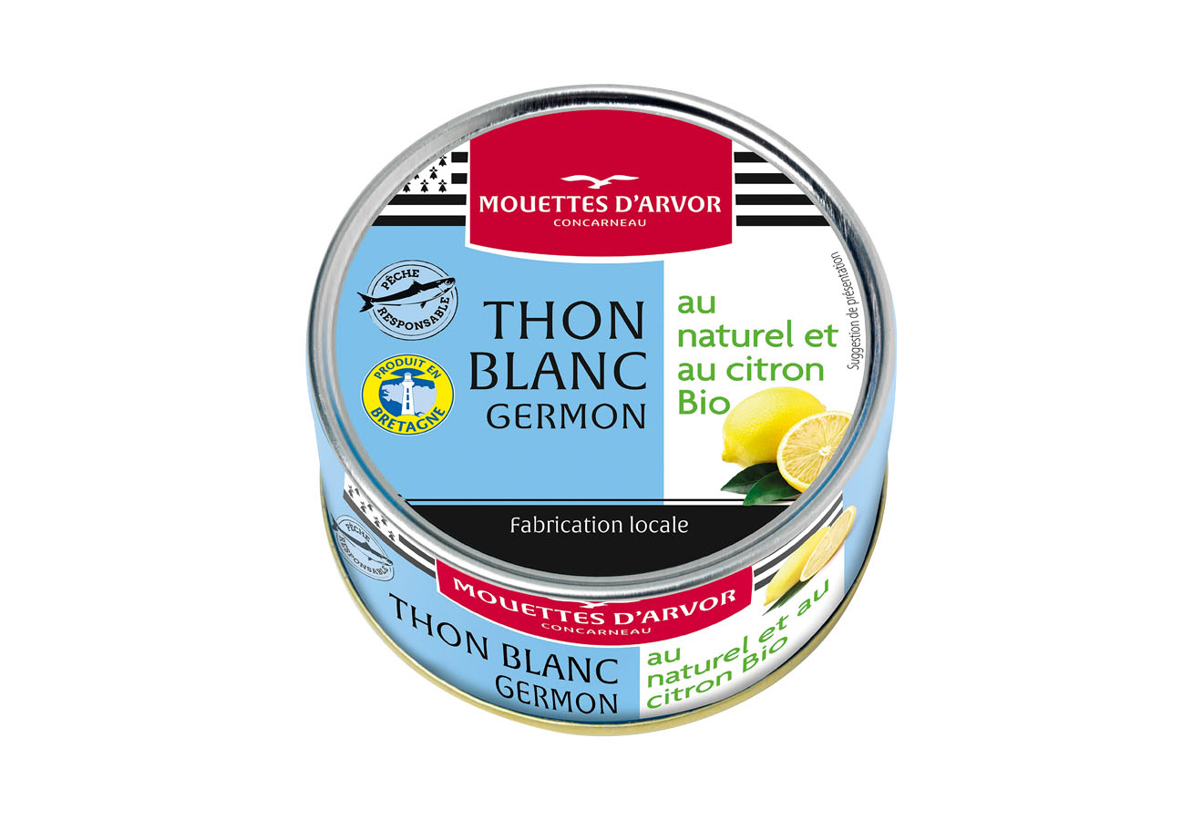 Germon Thon blanc Germon au naturel et au citron Bio (Les mouettes d'arvor ...